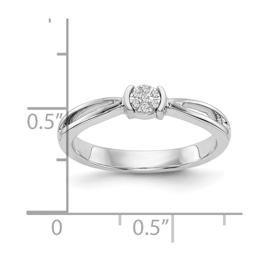 14K White Gold First Promise Cluster .03 Carat Round Diamond Complete Promise/Engagement Ring