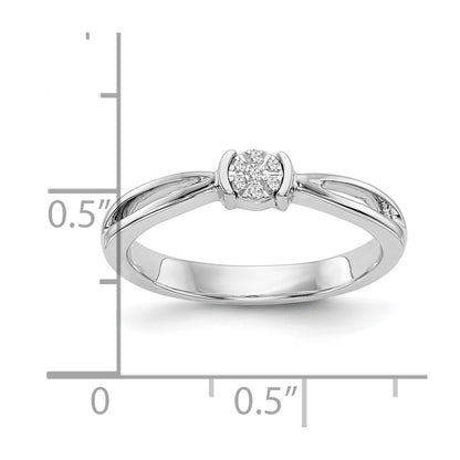 14K White Gold First Promise Cluster .03 Carat Round Diamond Complete Promise/Engagement Ring