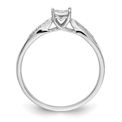 First Promise 14K White Gold Square Illusion 1/20 carat Round Diamond Complete Promise/Engagement Ring