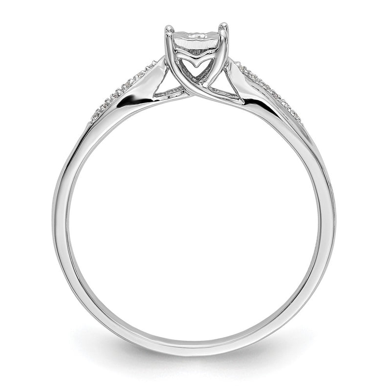 First Promise 14K White Gold Square Illusion 1/20 carat Round Diamond Complete Promise/Engagement Ring