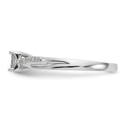 First Promise 14K White Gold Square Illusion 1/20 carat Round Diamond Complete Promise/Engagement Ring