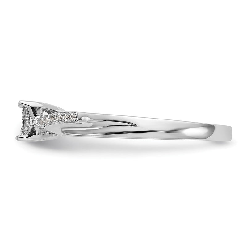 First Promise 14K White Gold Square Illusion 1/20 carat Round Diamond Complete Promise/Engagement Ring