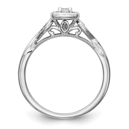 14K White Gold First Promise Criss Cross 1/5 Carat Round Diamond Complete Promise/Engagement Ring