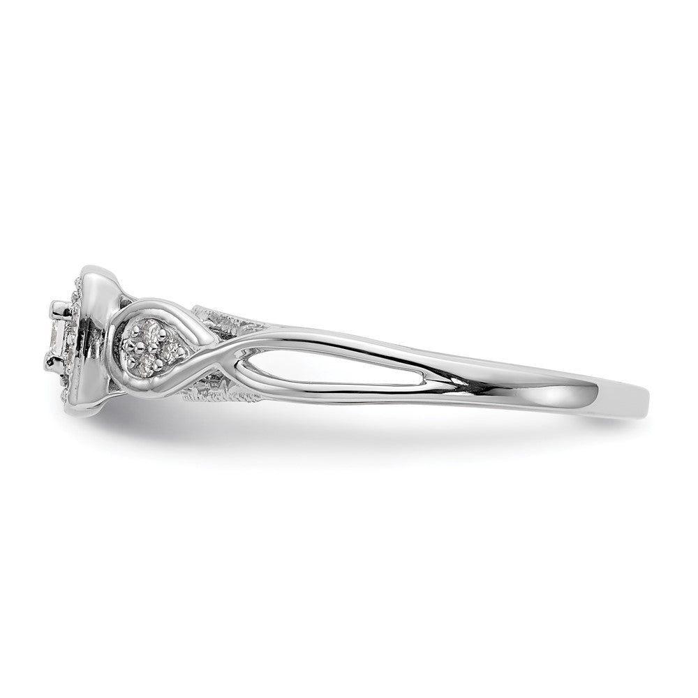 14K White Gold First Promise Criss Cross 1/5 Carat Round Diamond Complete Promise/Engagement Ring