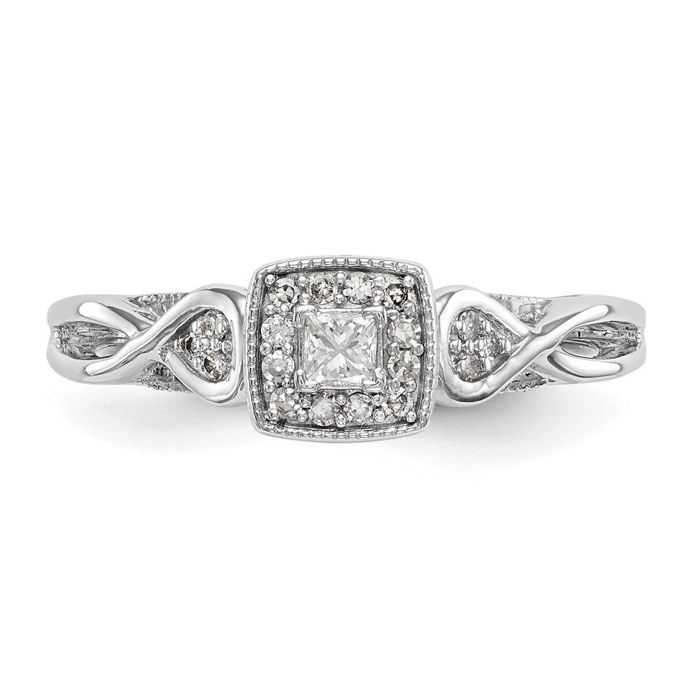14K White Gold First Promise Criss Cross 1/5 Carat Round Diamond Complete Promise/Engagement Ring