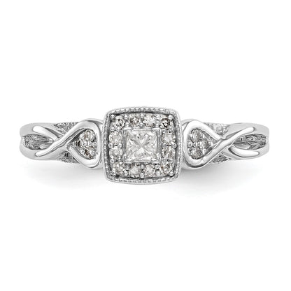 14K White Gold First Promise Criss Cross 1/5 Carat Round Diamond Complete Promise/Engagement Ring