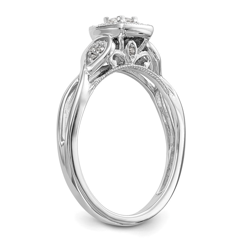 14K White Gold First Promise Criss Cross 1/5 Carat Round Diamond Complete Promise/Engagement Ring