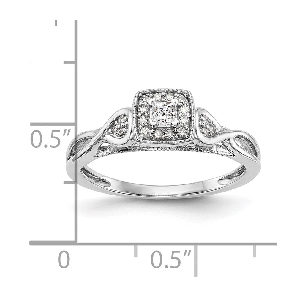 14K White Gold First Promise Criss Cross 1/5 Carat Round Diamond Complete Promise/Engagement Ring