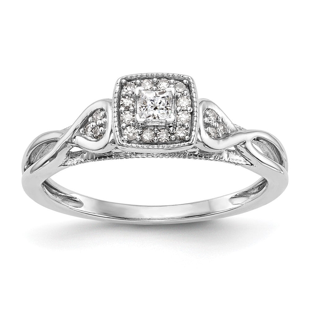 14K White Gold First Promise Criss Cross 1/5 Carat Round Diamond Complete Promise/Engagement Ring