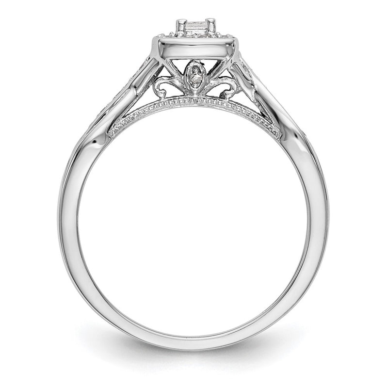 14K White Gold First Promise Criss Cross 1/3 Carat Round Diamond Complete Promise/Engagement Ring