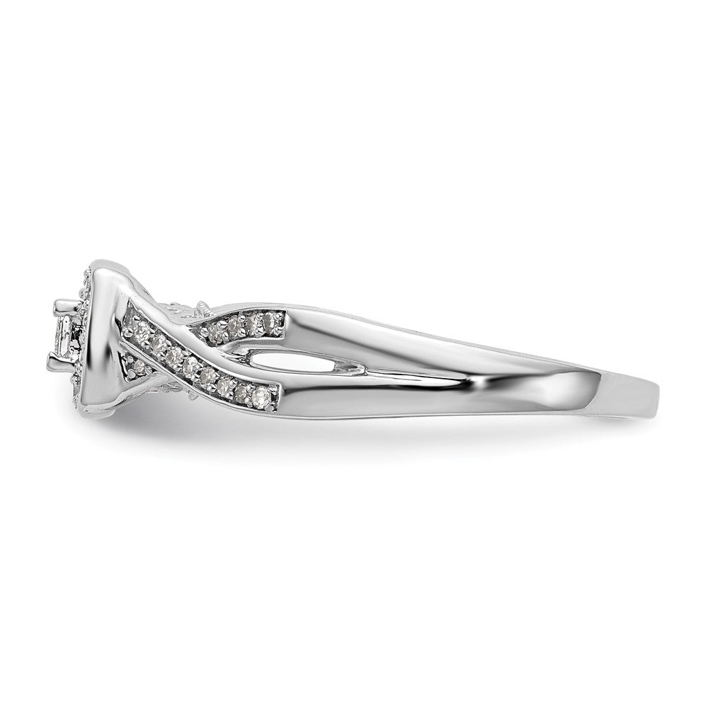 14K White Gold First Promise Criss Cross 1/3 Carat Round Diamond Complete Promise/Engagement Ring