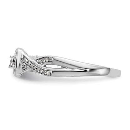 14K White Gold First Promise Criss Cross 1/3 Carat Round Diamond Complete Promise/Engagement Ring