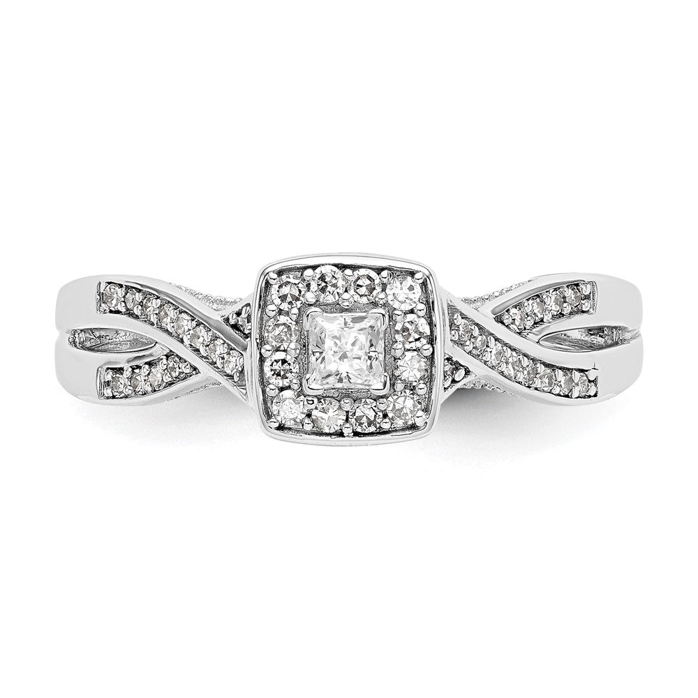 14K White Gold First Promise Criss Cross 1/3 Carat Round Diamond Complete Promise/Engagement Ring