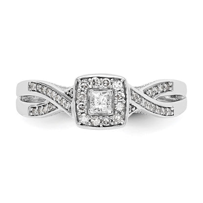 14K White Gold First Promise Criss Cross 1/3 Carat Round Diamond Complete Promise/Engagement Ring