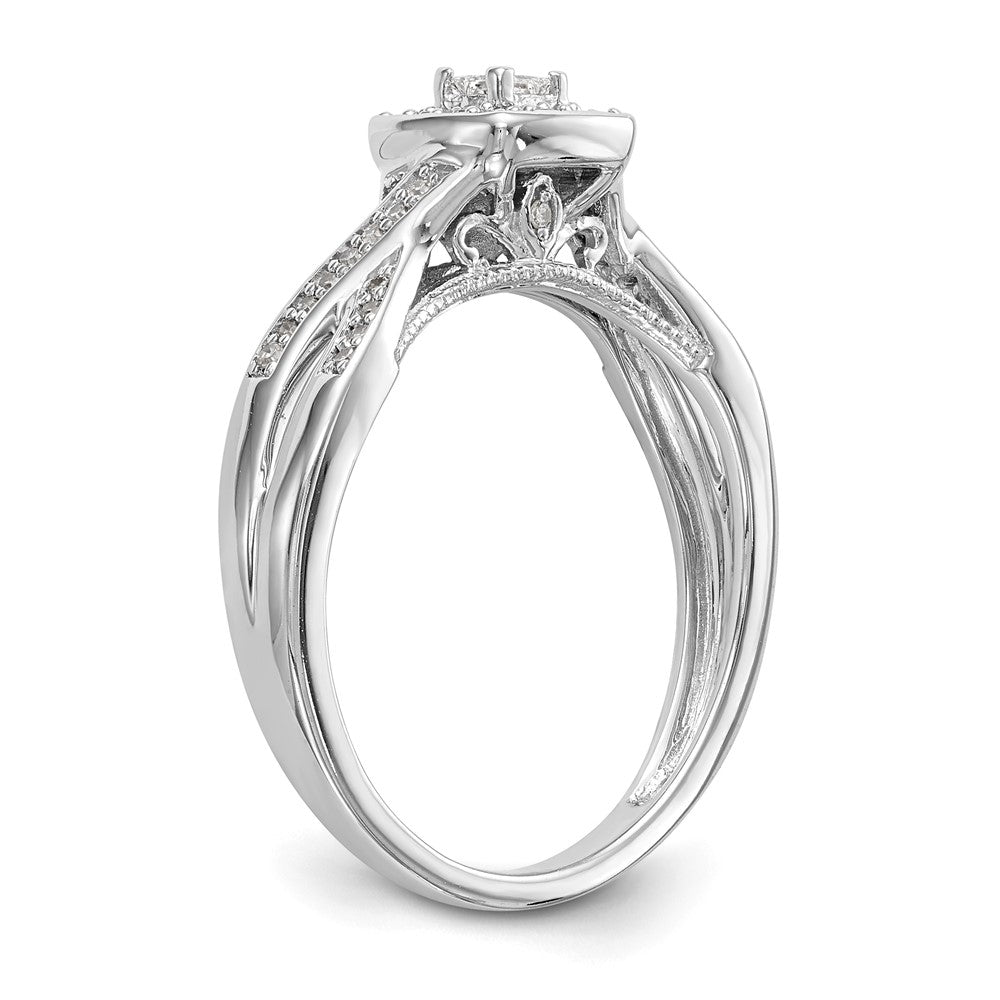 14K White Gold First Promise Criss Cross 1/3 Carat Round Diamond Complete Promise/Engagement Ring