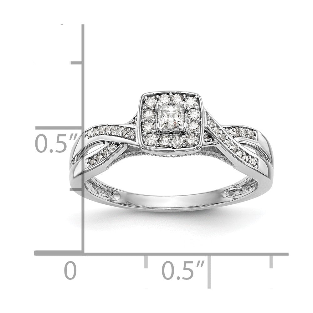 14K White Gold First Promise Criss Cross 1/3 Carat Round Diamond Complete Promise/Engagement Ring