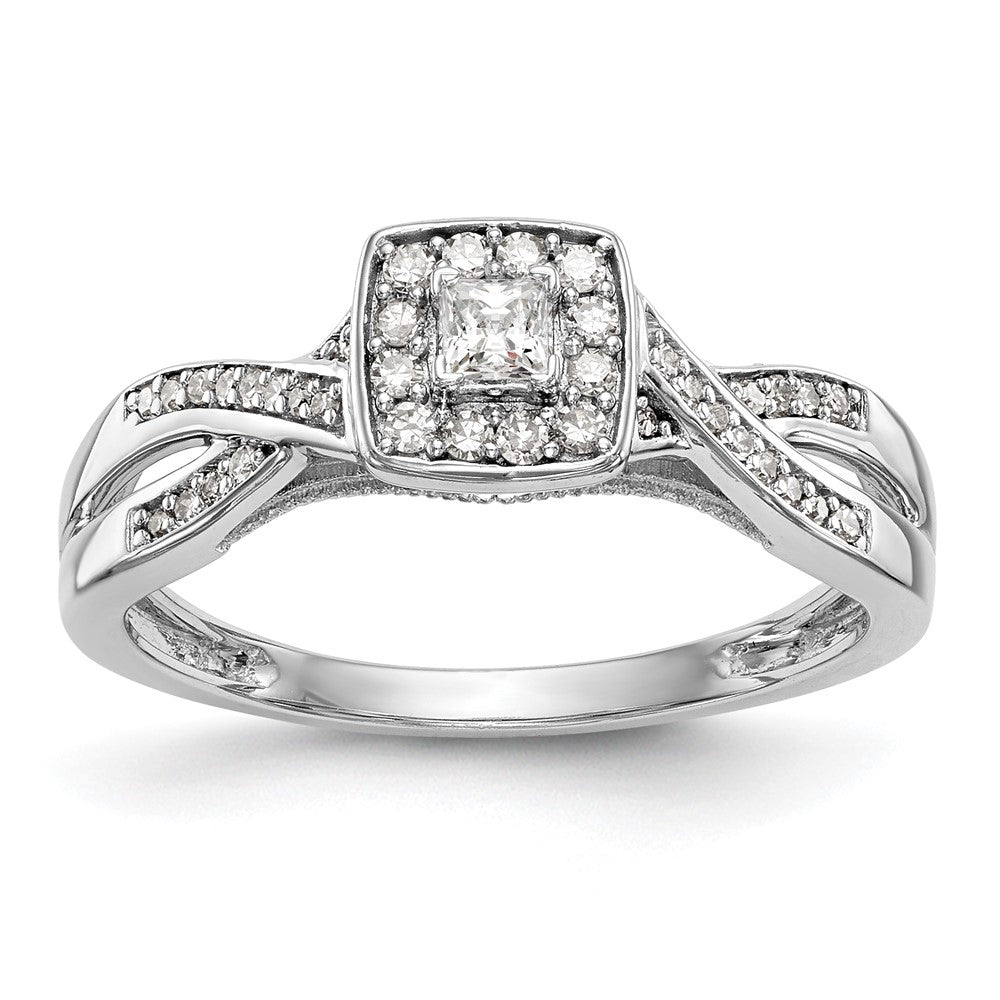 14K White Gold First Promise Criss Cross 1/3 Carat Round Diamond Complete Promise/Engagement Ring