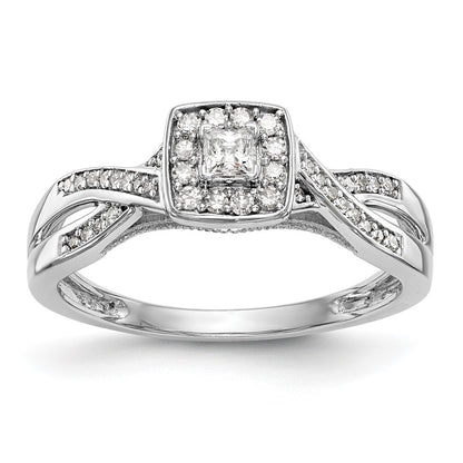 14K White Gold First Promise Criss Cross 1/3 Carat Round Diamond Complete Promise/Engagement Ring