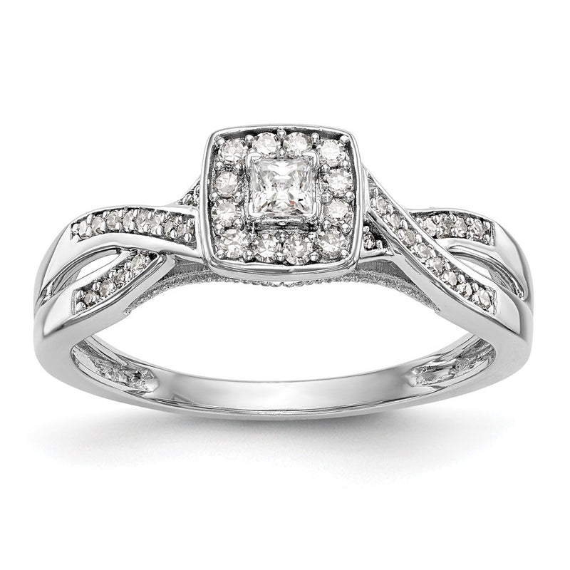 14K White Gold First Promise Criss Cross 1/3 Carat Round Diamond Complete Promise/Engagement Ring