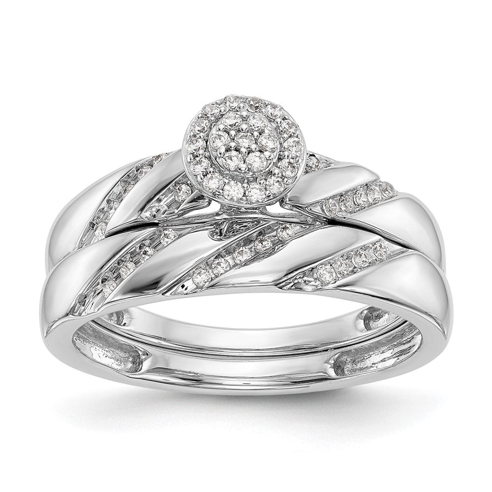 10K White Gold Wedding Set Use Rm3165B L 005 0Waa & Rm3165E 016