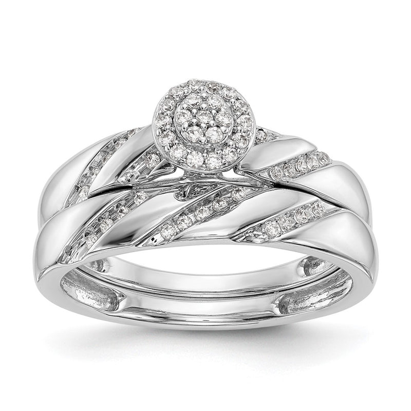 10K White Gold Wedding Set Use Rm3165B L 005 0Waa & Rm3165E 016
