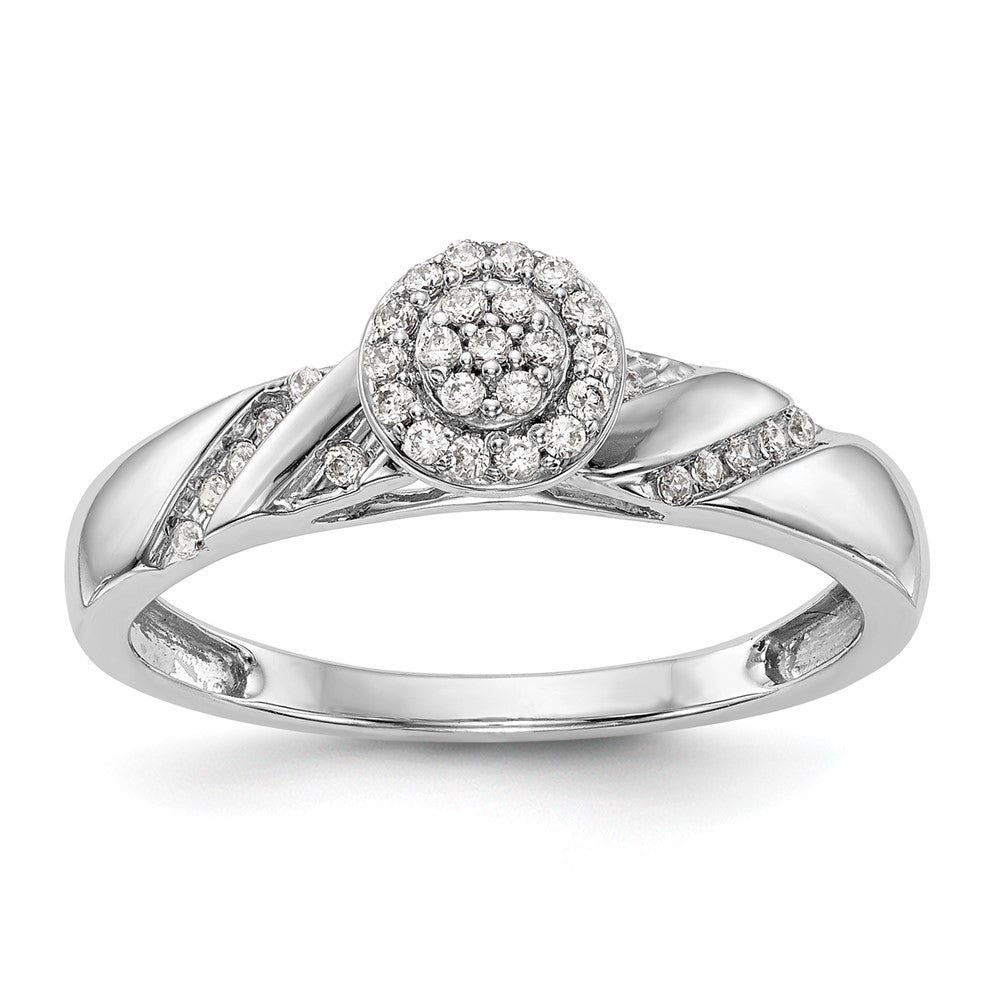 14K White Gold Complete Diamond Trio Cluster Engagement Ring