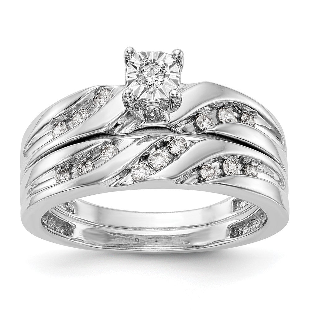 14K White Gold Complete Diamond Trio Engagement Ring