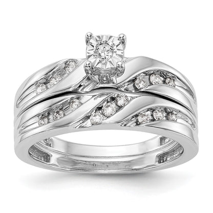 14K White Gold Complete Diamond Trio Engagement Ring
