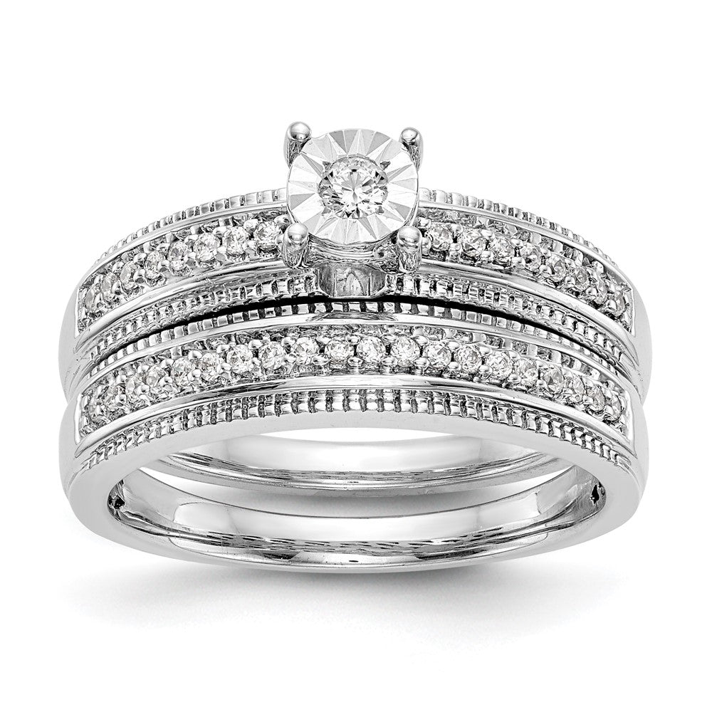 14K White Gold Complete Diamond Trio Engagement Ring
