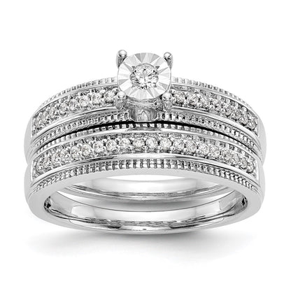 14K White Gold Complete Diamond Trio Engagement Ring