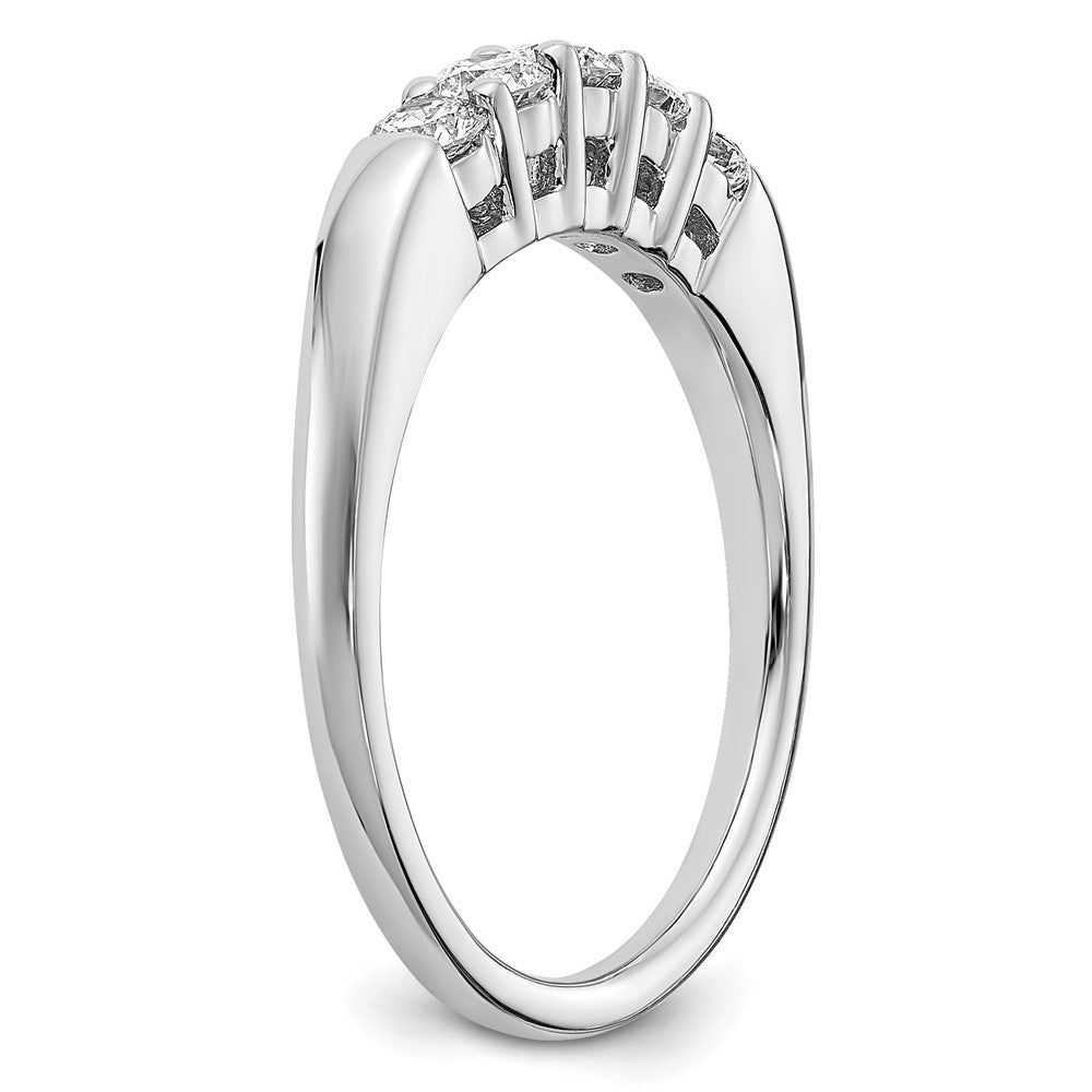 14k White Gold 1/2 Ct. Lab Grown Diamond VS/SI+ G+ Five Stone Fashion Band Ring