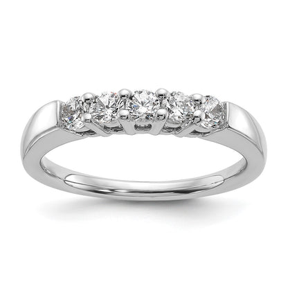 14K White Gold 5-Stone Real Diamond Band