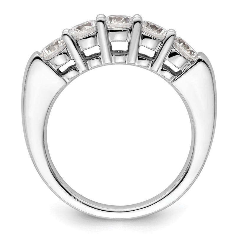 14K White Gold 5 Stone Shared Prong 1.5 Carat Round Complete Diamond Band