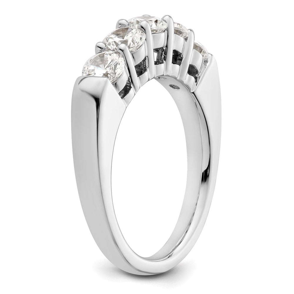 14K White Gold 5 Stone Shared Prong 1.5 Carat Round Complete Diamond Band