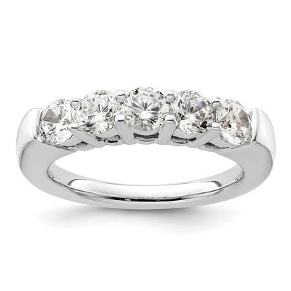 14K White Gold 5 Stone Shared Prong 1.5 Carat Round Complete Diamond Band