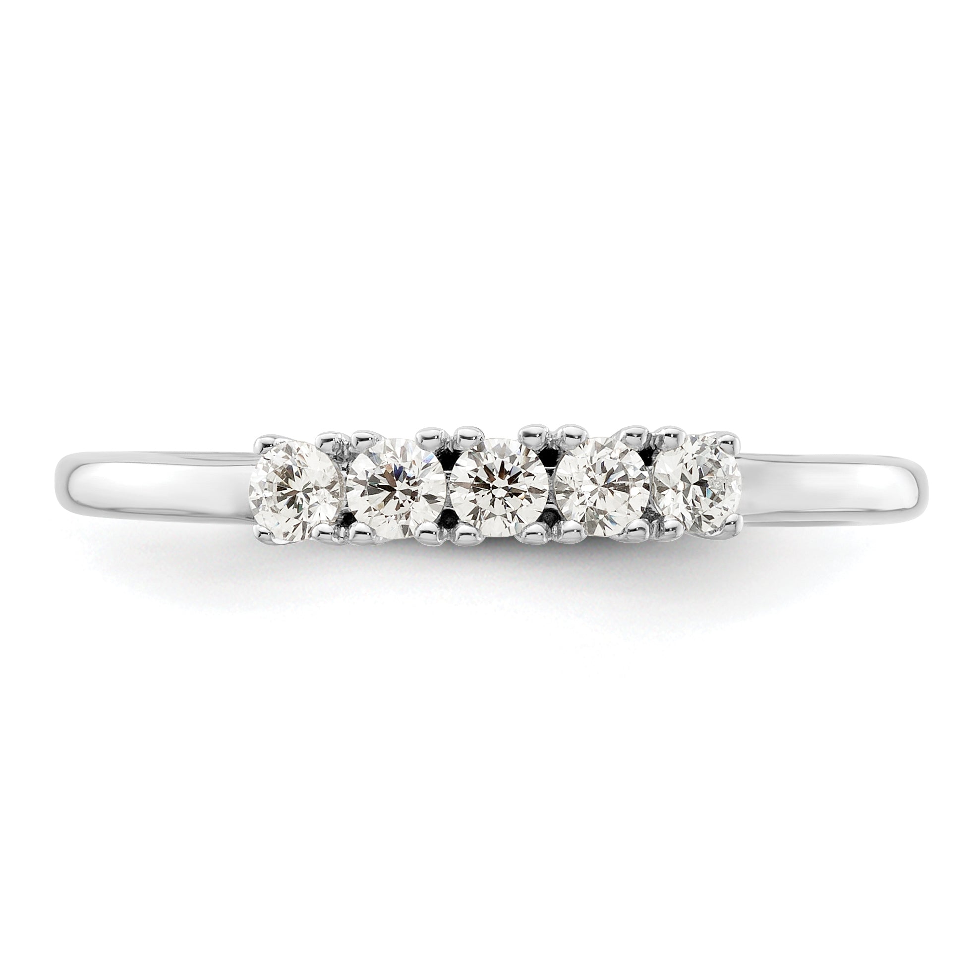 14K White Gold 5-Stone Real Diamond Band