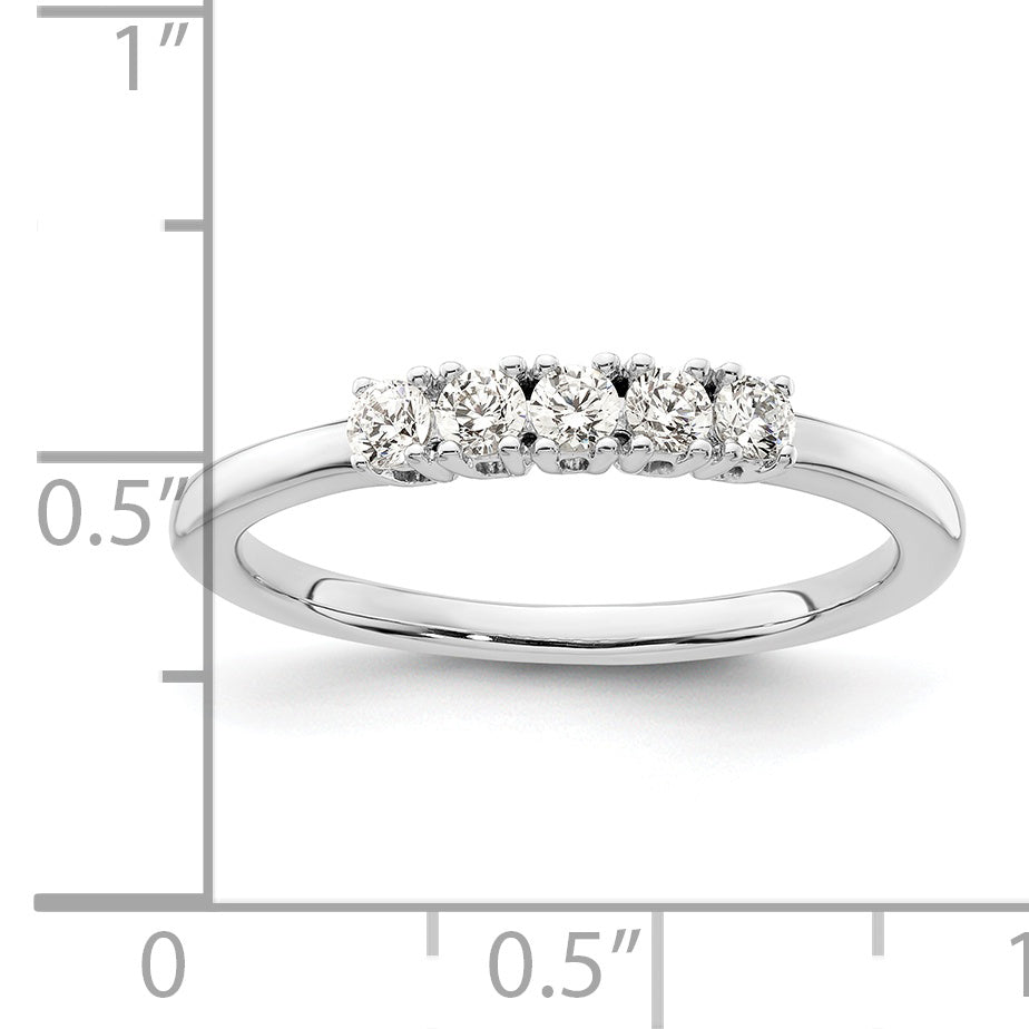 14K White Gold 5-Stone Real Diamond Band