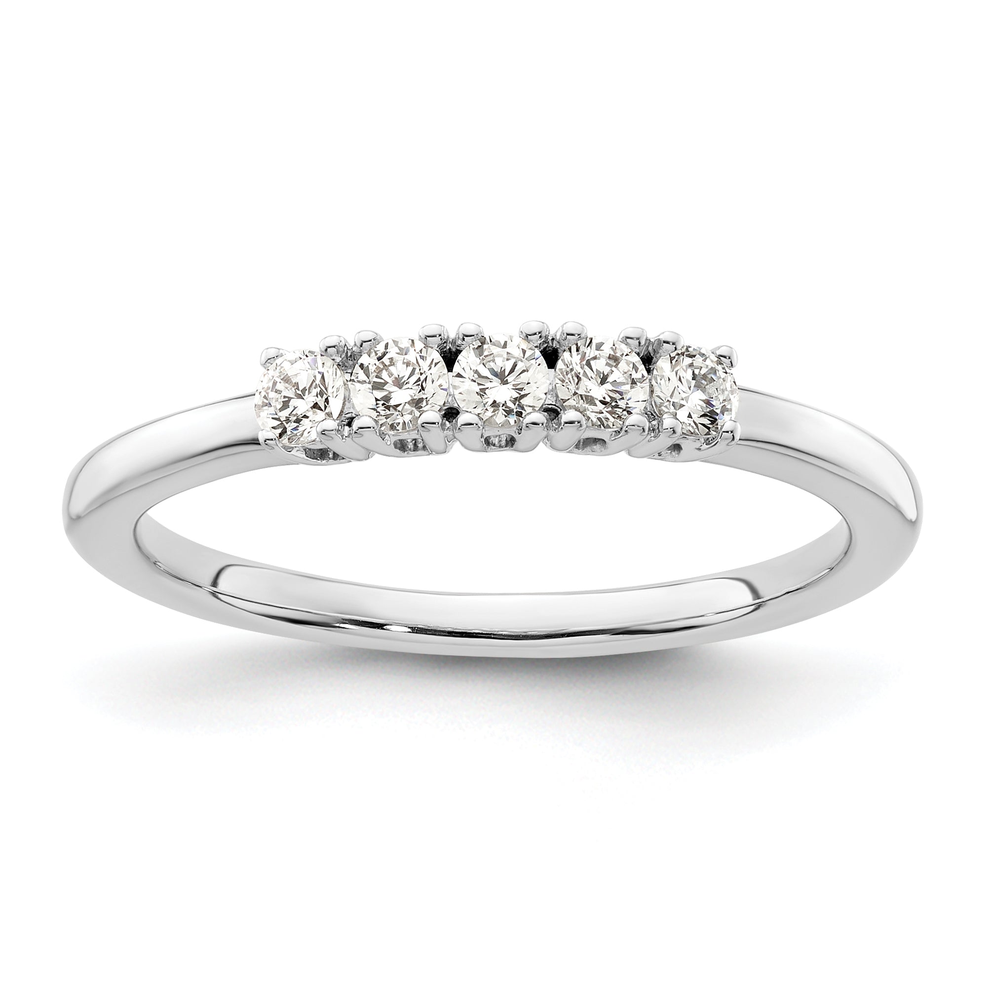 14K White Gold 5-Stone Real Diamond Band