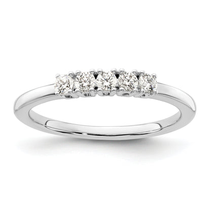14K White Gold 5-Stone Real Diamond Band