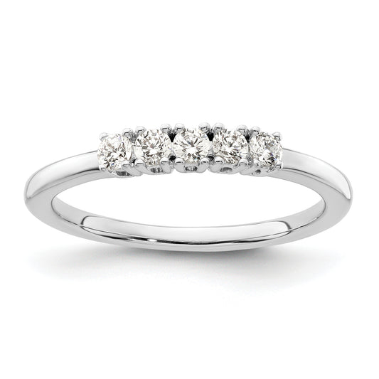14K White Gold 5-Stone Real Diamond Band
