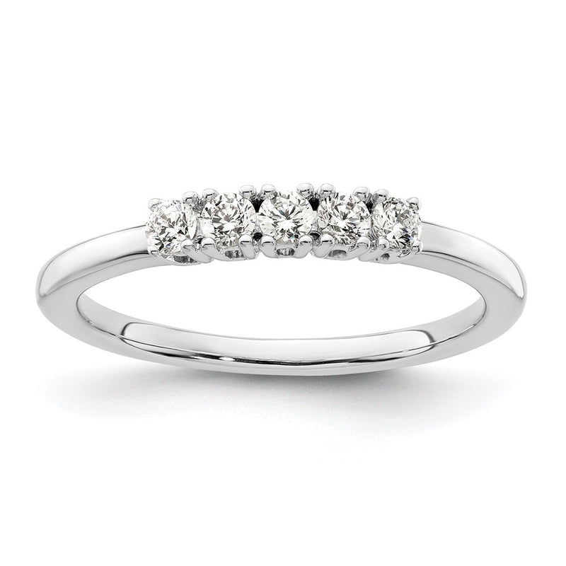 14K White Gold 5-Stone Real Diamond Band