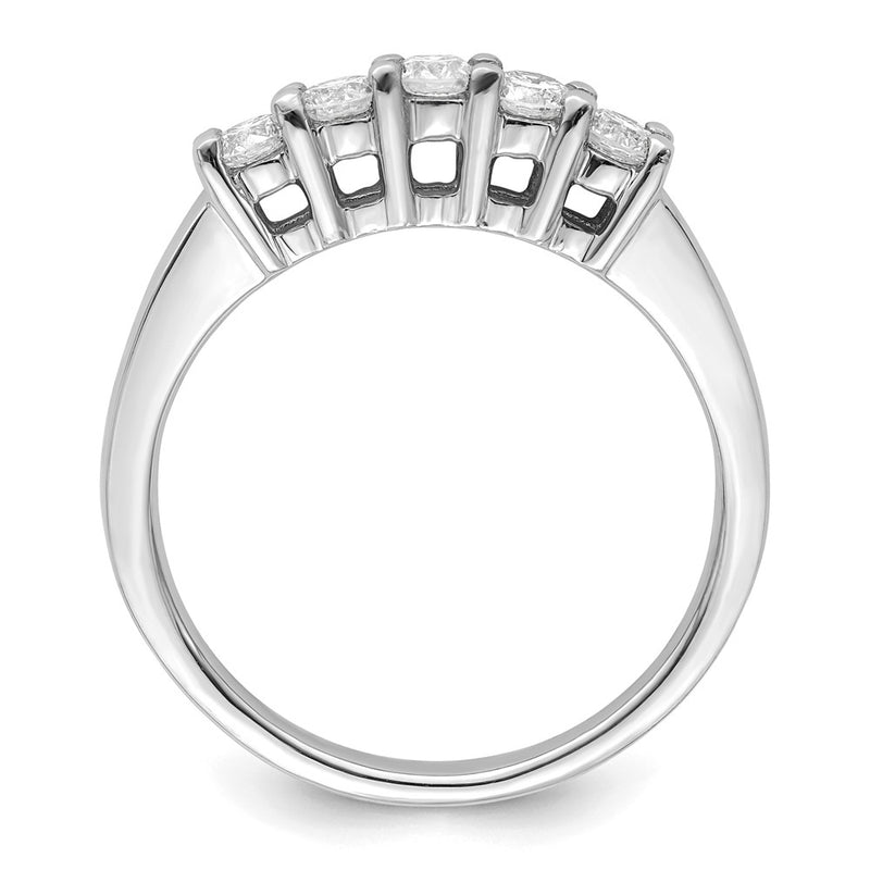 14K White Gold 5-Stone Shared Prong 1/2 carat Round Complete Diamond Wedding Band Ring
