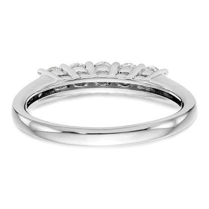 14K White Gold 5-Stone Shared Prong 1/2 carat Round Complete Diamond Wedding Band Ring