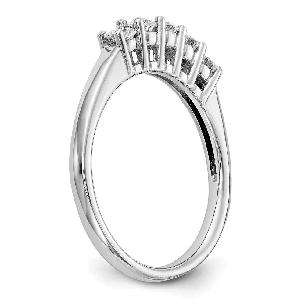14K White Gold 5-Stone Shared Prong 1/2 carat Round Complete Diamond Wedding Band Ring