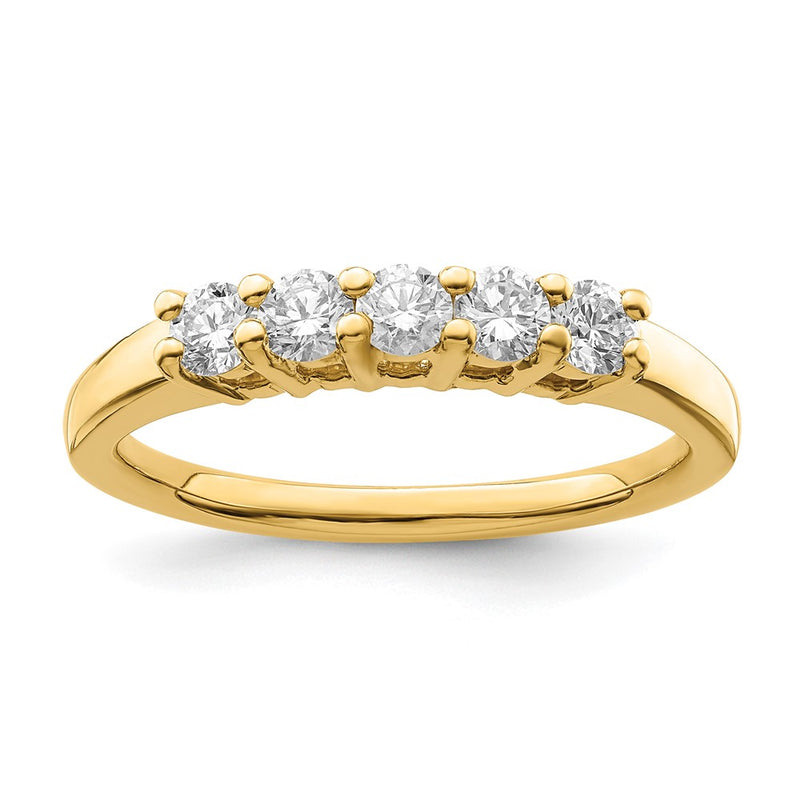 14K Yellow Gold 5-Stone Diamond Wedding Band Ring
