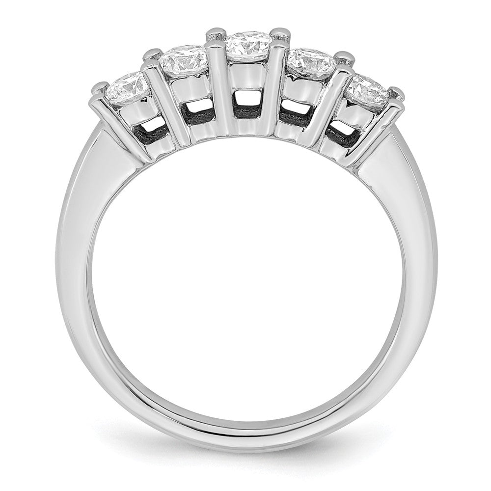 14K White Gold 5-Stone Shared Prong 3/4 carat Round Complete Diamond Wedding Band Ring