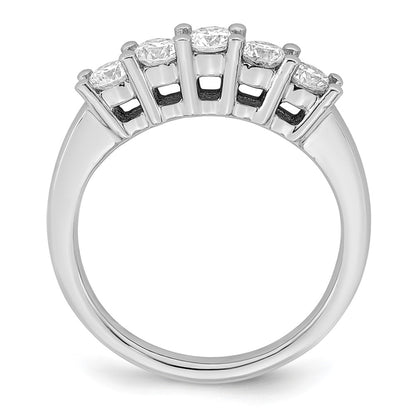 14K White Gold 5-Stone Shared Prong 3/4 carat Round Complete Diamond Wedding Band Ring