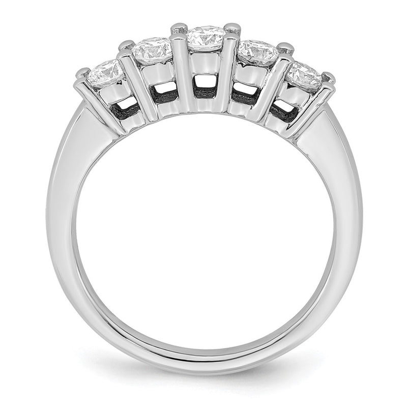 14K White Gold 5-Stone Shared Prong 3/4 carat Round Complete Diamond Wedding Band Ring
