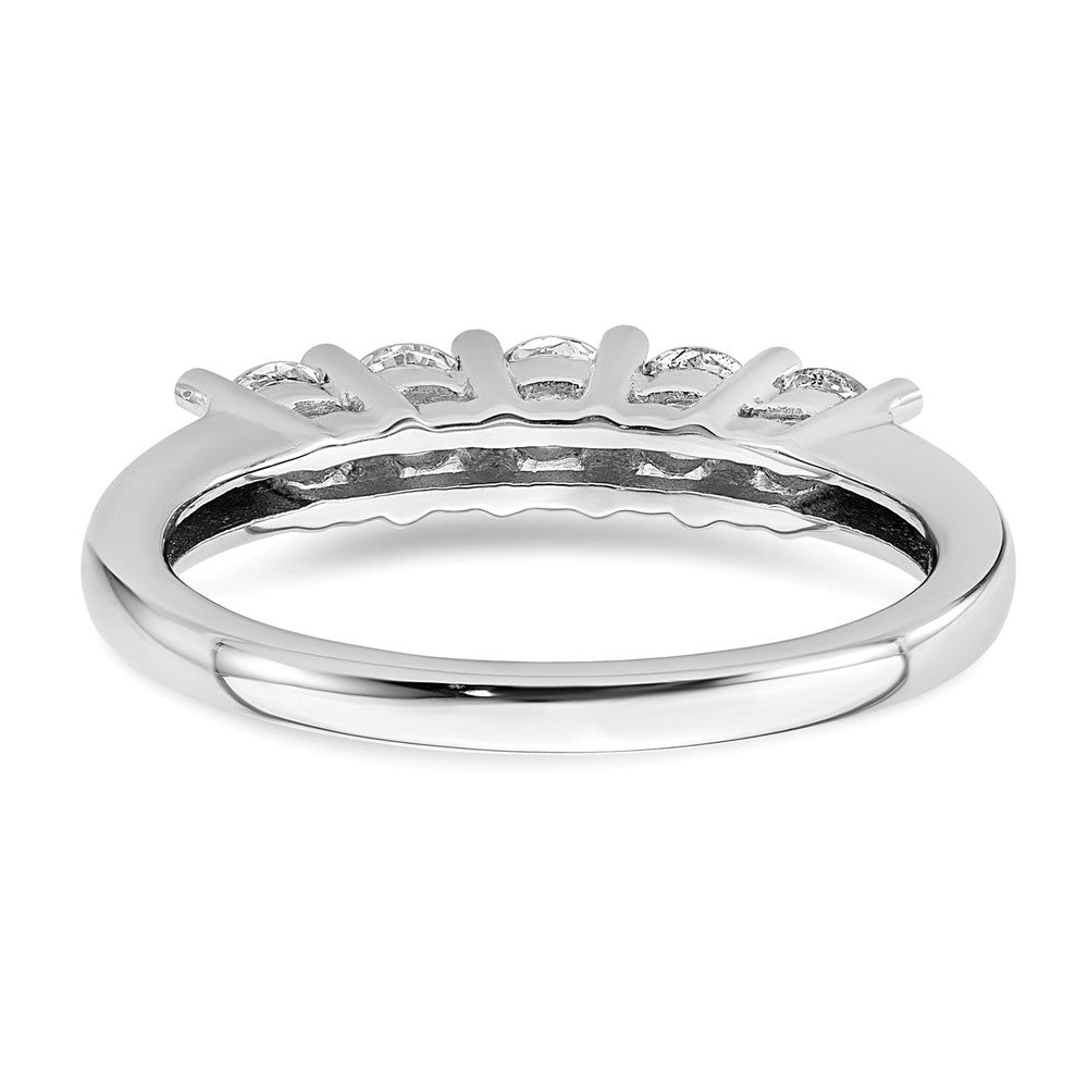 14K White Gold 5-Stone Shared Prong 3/4 carat Round Complete Diamond Wedding Band Ring