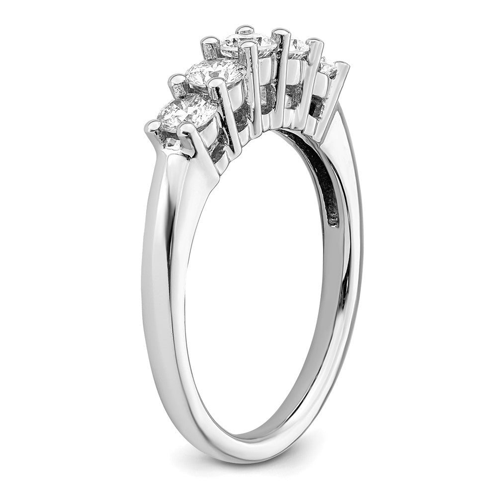 14K White Gold 5-Stone Shared Prong 3/4 carat Round Complete Diamond Wedding Band Ring